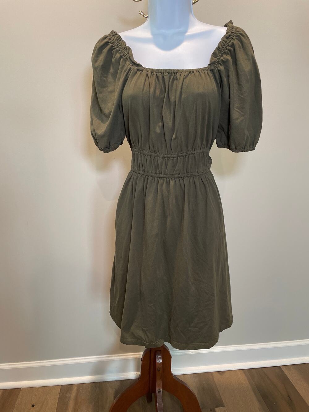 J.Crew Size M 100% Cotton Carmen‑Neck Puff‑Sleeve Mini Dress